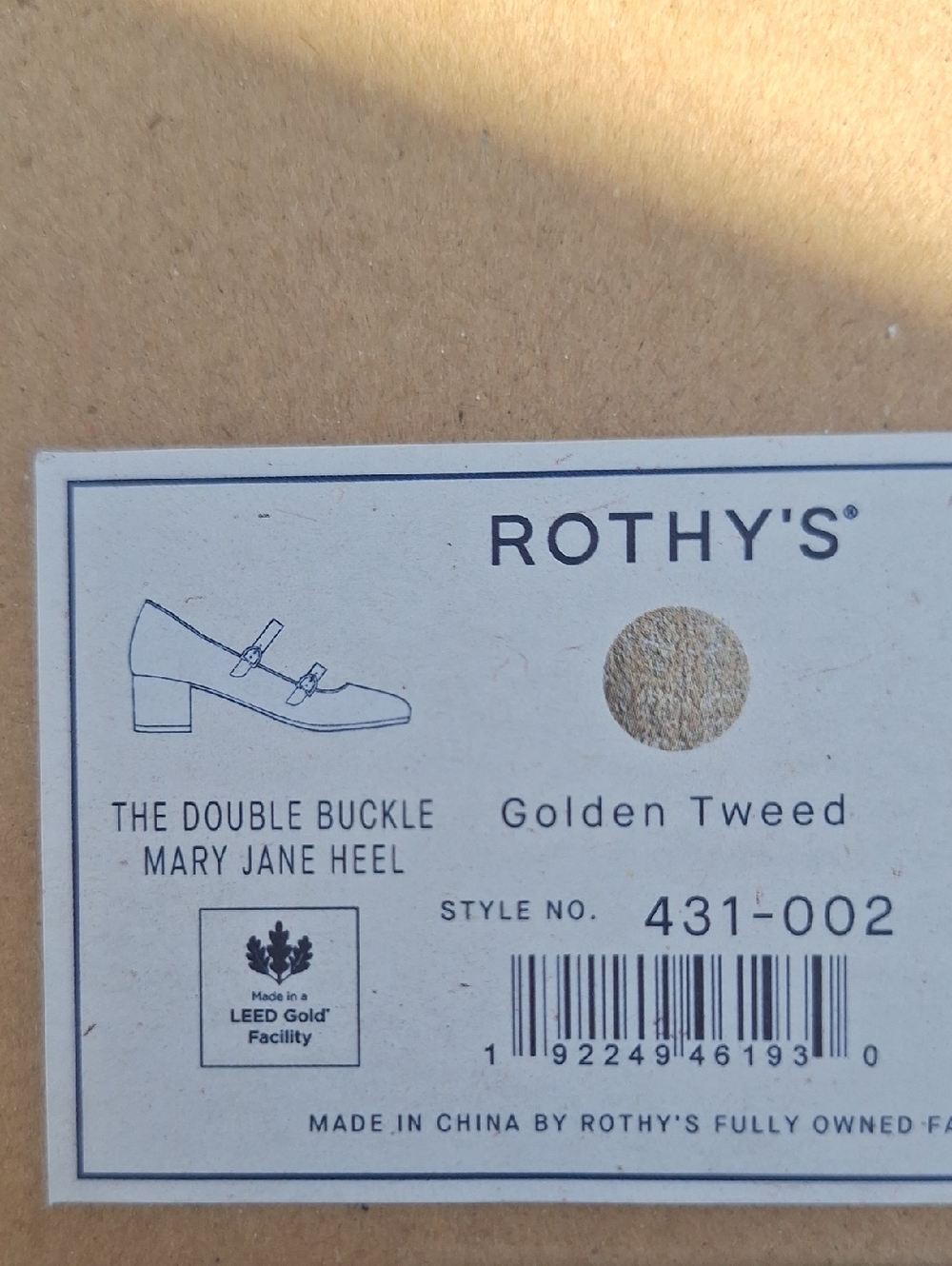Rothy's The Double Buckle Mary Jane Heel Golden Tweed - Picture 5 of 5